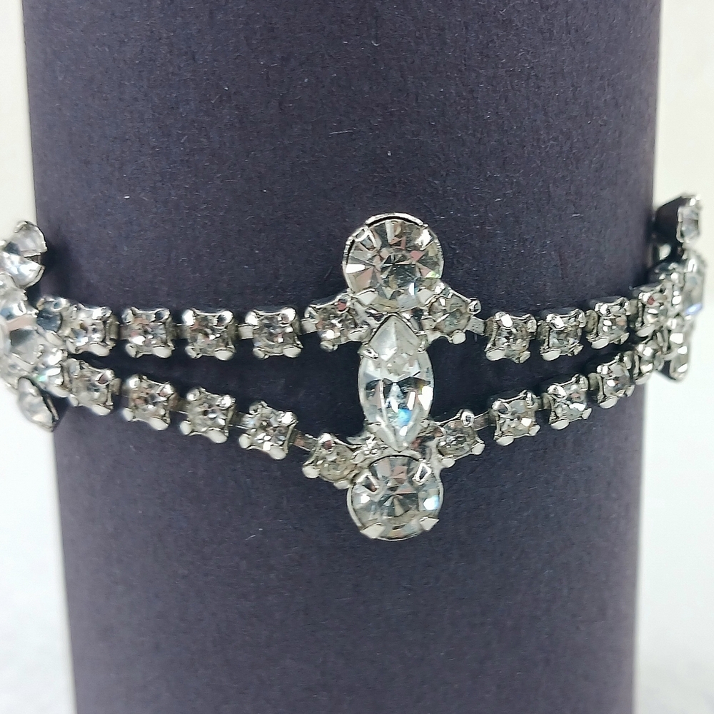 1950's GARNE Clear Ice Rhinestone Bracelet, Vintage MCM Crystal Jewelry